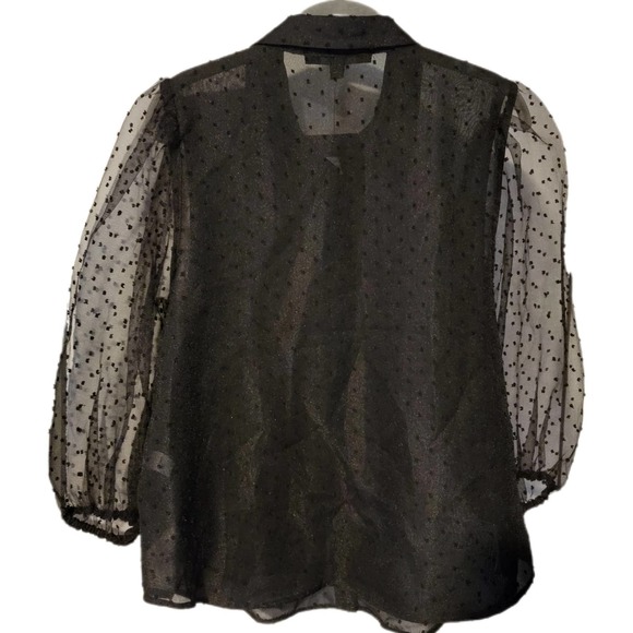 Andrew Marc New York swiss dot bubble sleeve semi sheer top medium NWT - Picture 4 of 5